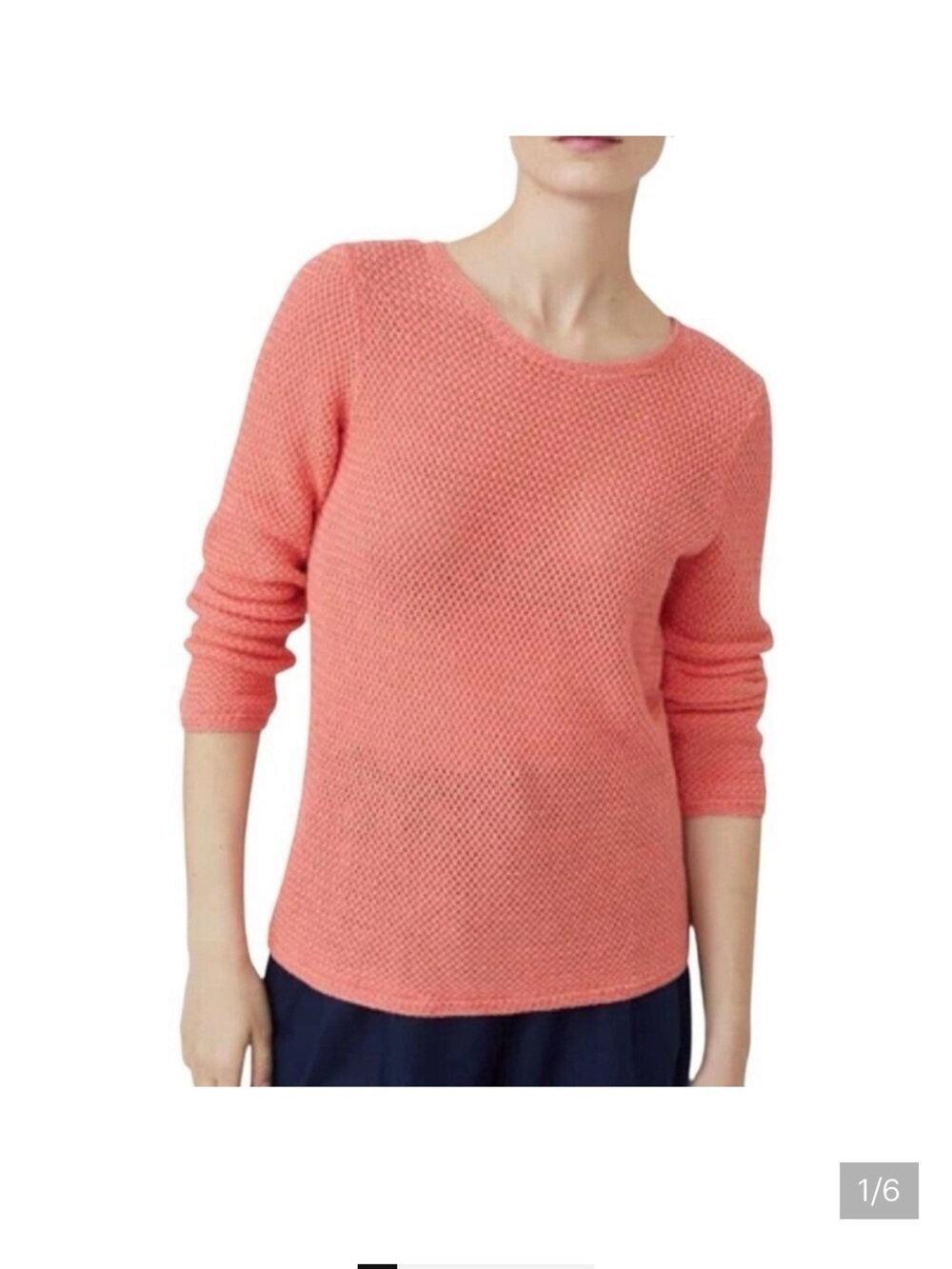 J. McLaughlin Donna Linen-Blend Open Knit Sweater, Papaya Salmon Coral